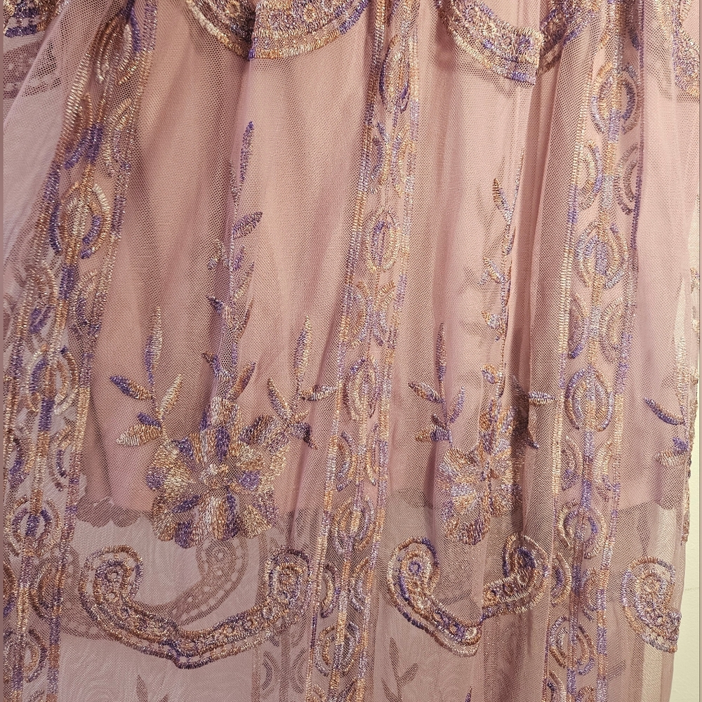 Dusty Rose Embroidered V-Neck Maxi Dress - Picture 9 of 12